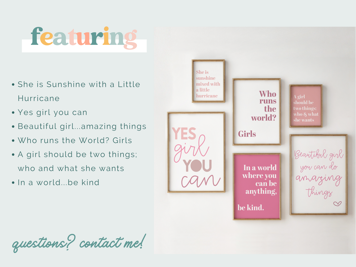 Girls Inspiring Gallery Wall Print Set