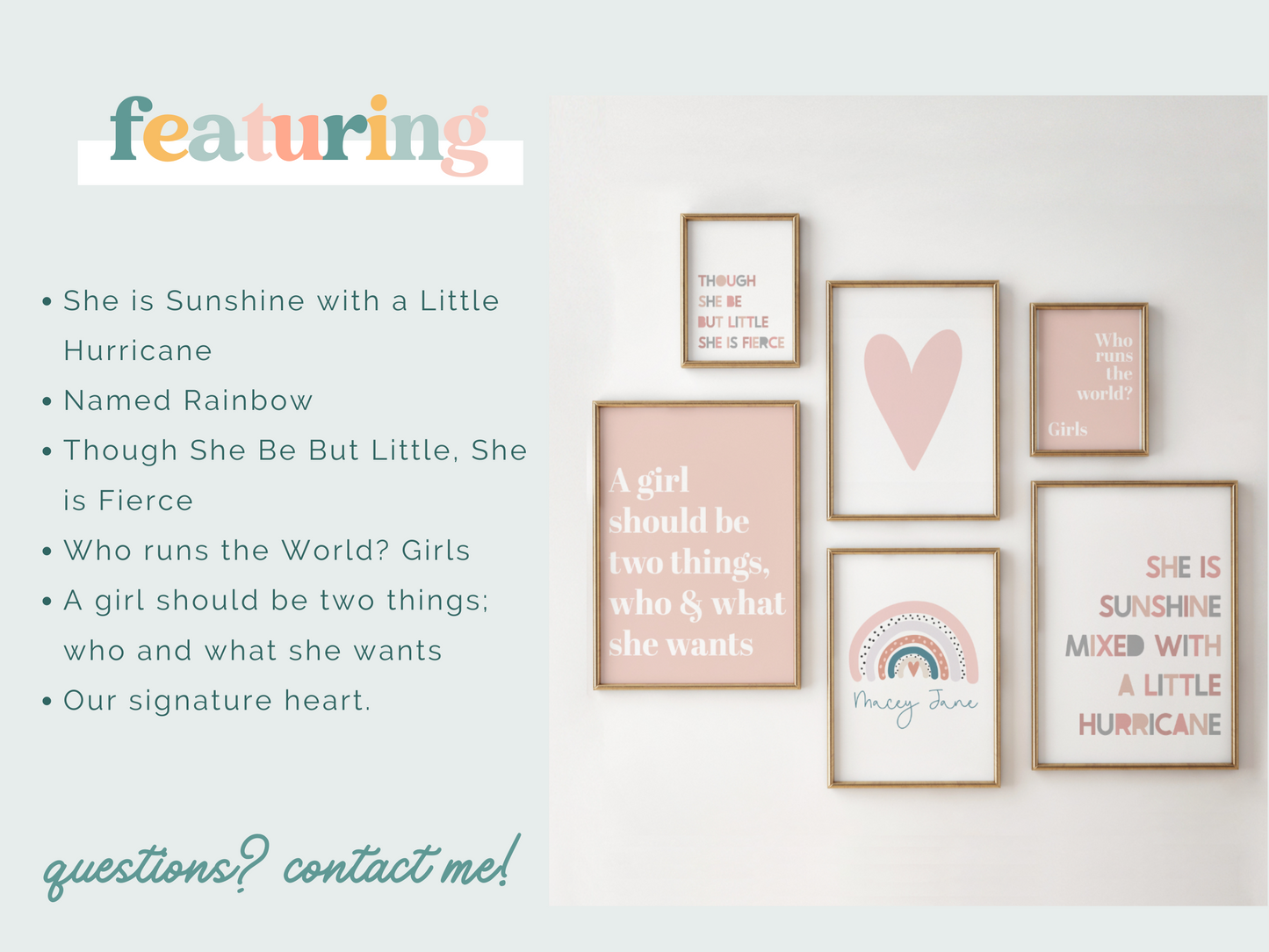 Girls Gallery Wall Print Set | Pinks