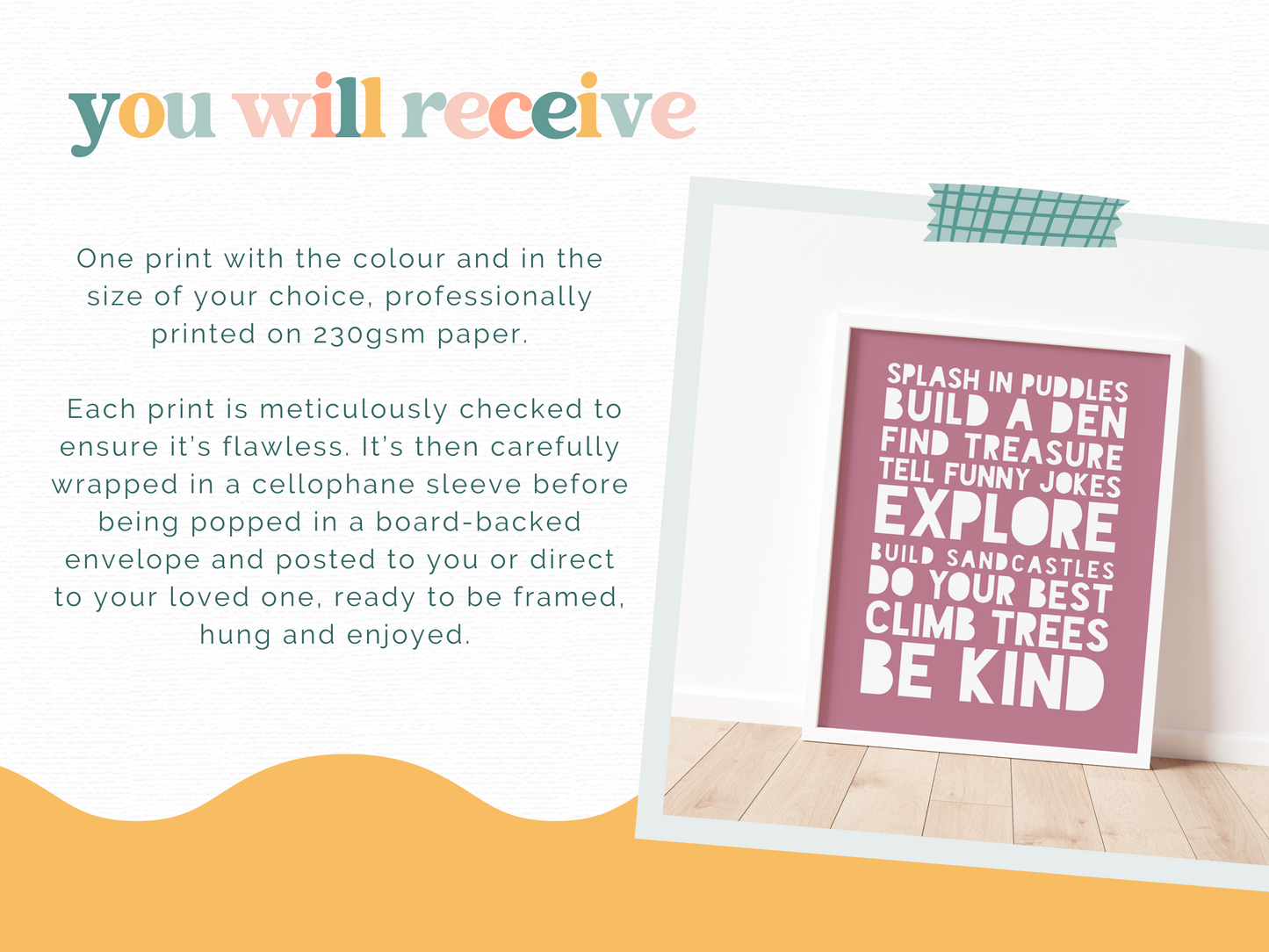 KIDS RULES Print | Coloured Background