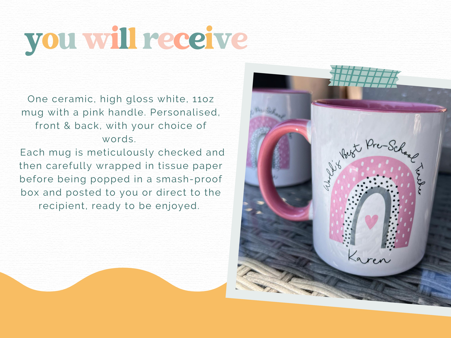 Personalised Teaching Staff Mug | Pink handle