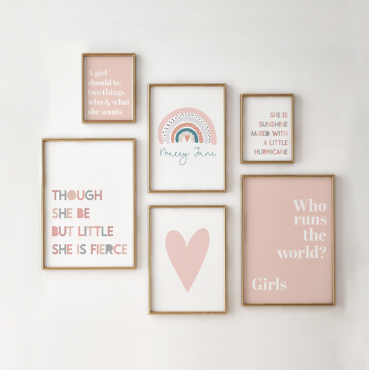 Girls Gallery Wall Print Set | Pinks