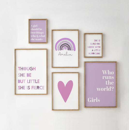 Girls Gallery Wall Print Set | Purples