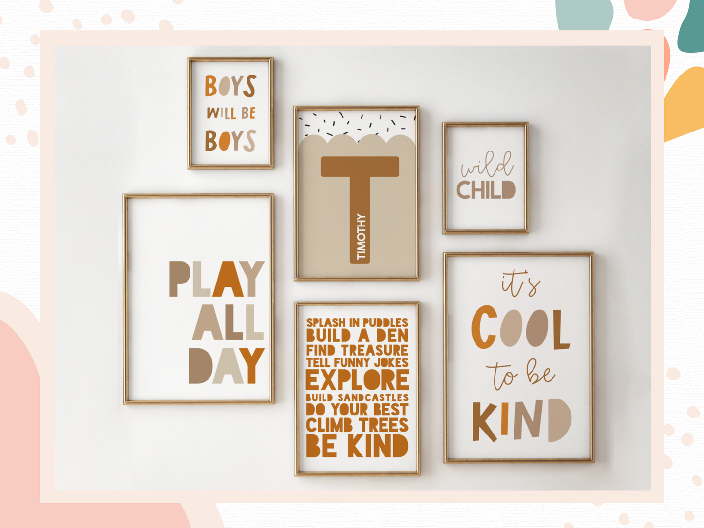 Boys Gallery Wall Print Set | Neutrals