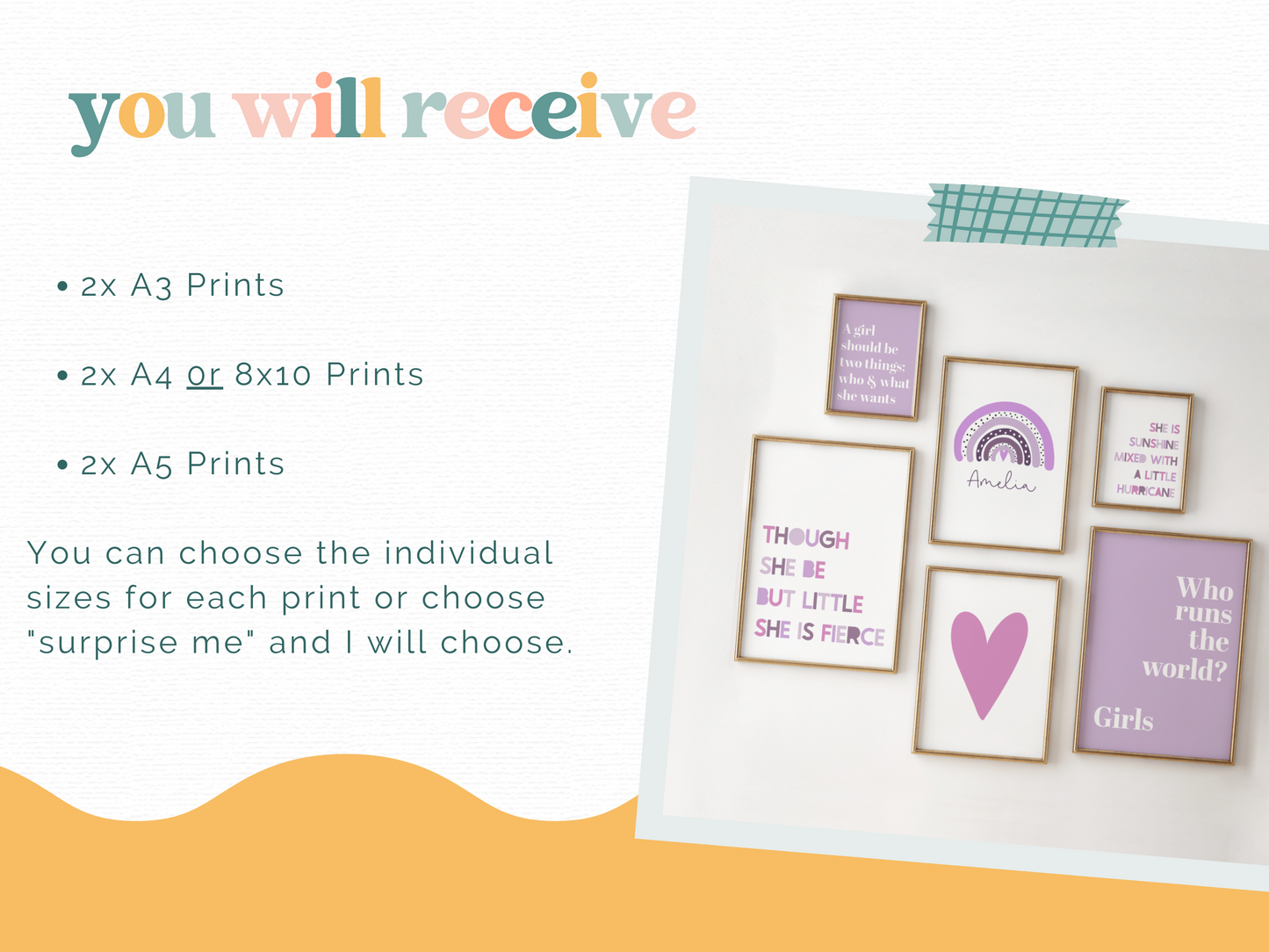 Girls Gallery Wall Print Set | Purples