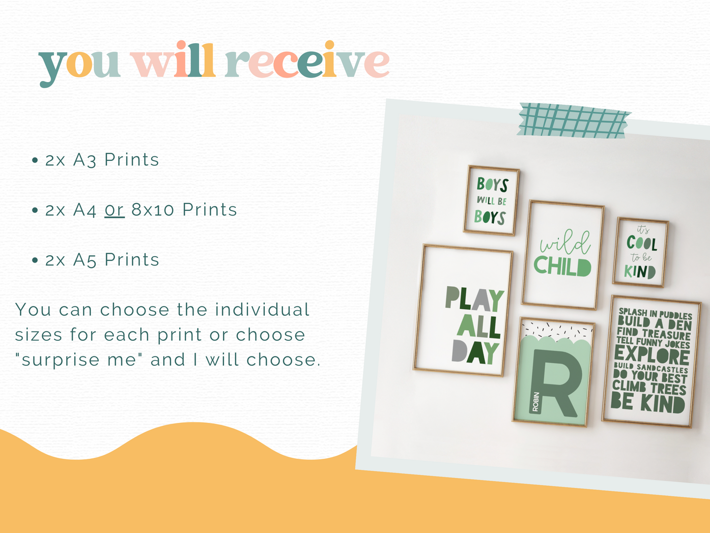 Boys Gallery Wall Print Set | Greens