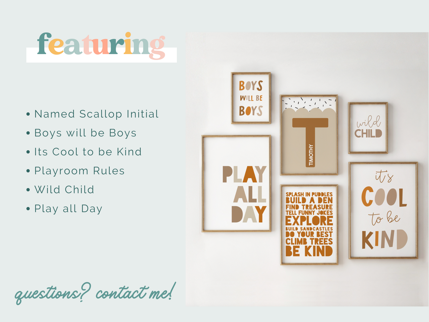 Boys Gallery Wall Print Set | Neutrals