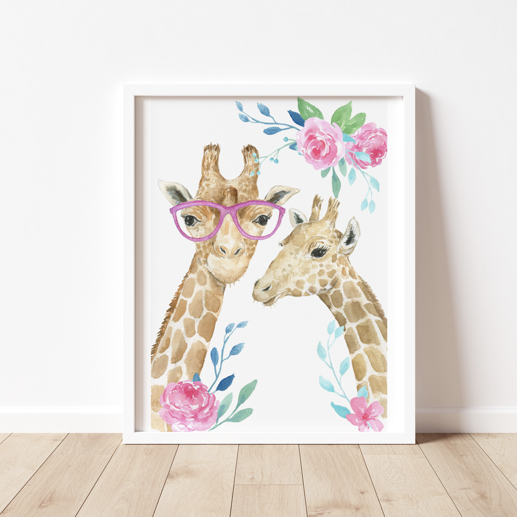 FUN FLORAL GIRAFFE Print