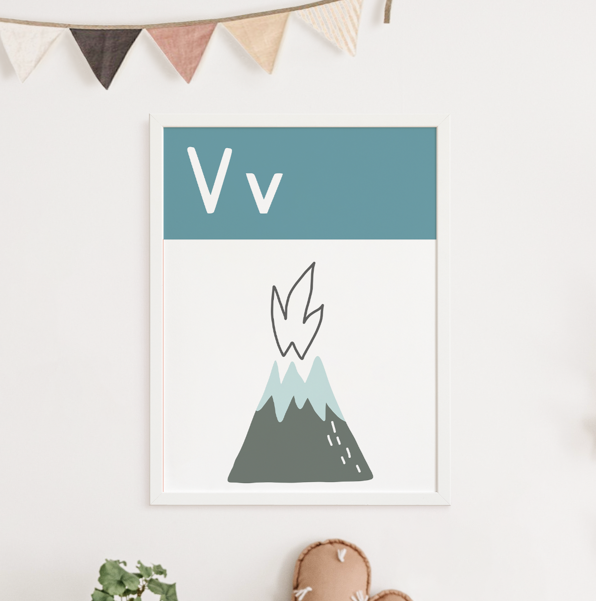V IS FOR VOLCANO - Alphabet Print