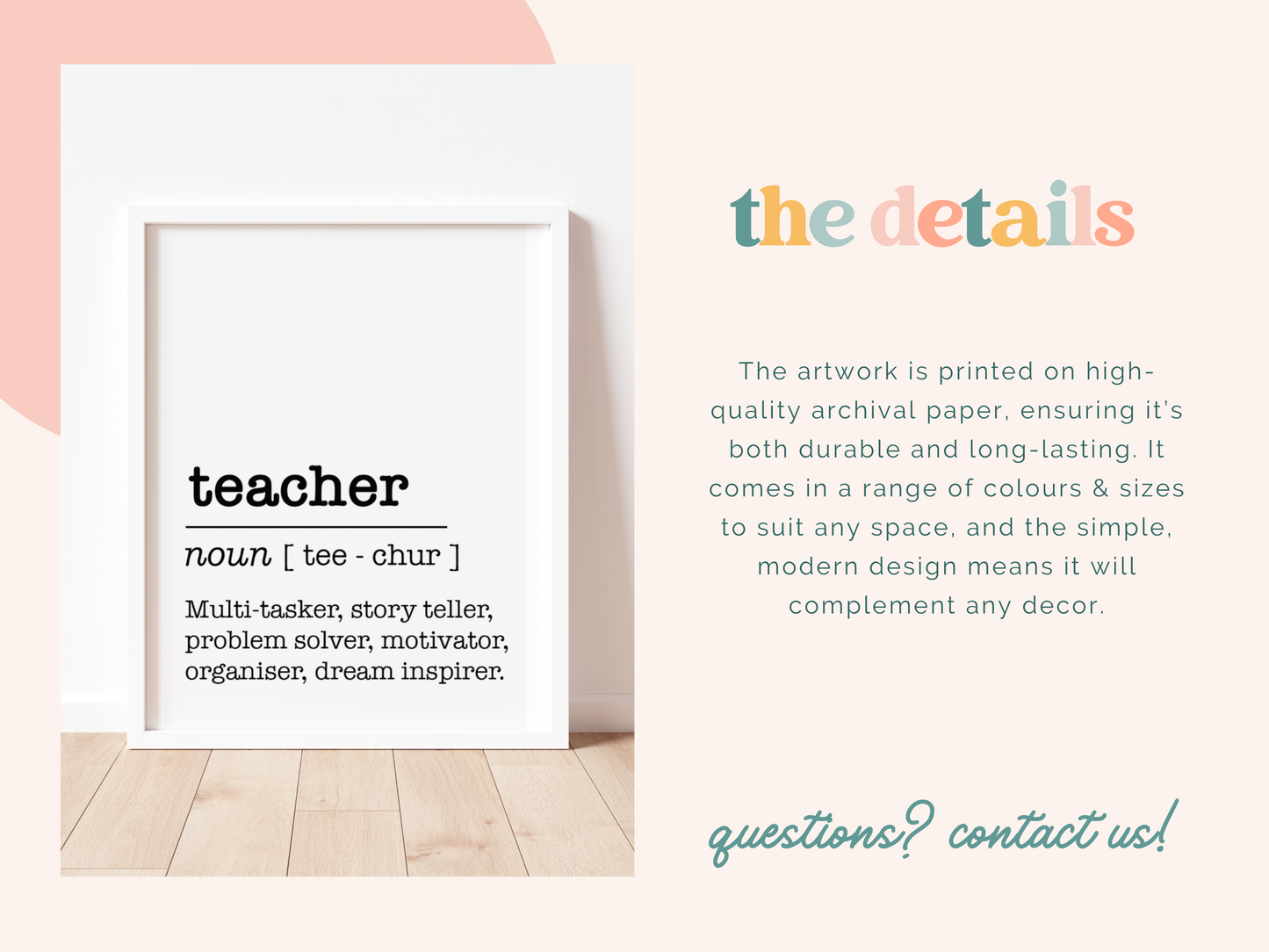TEACHER Definition Print | Design One