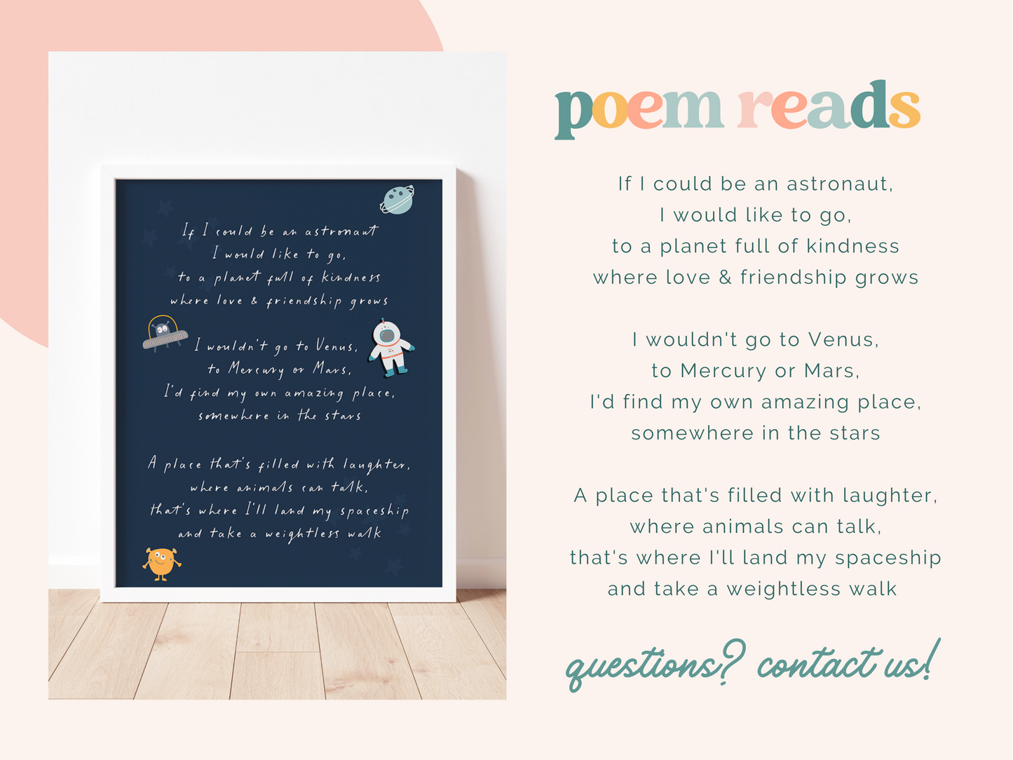 IF I COULD BE AN ASTRONAUT POEM Print