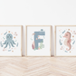 UNDER THE SEA INITIAL Print Set | Octopus & Seahorse