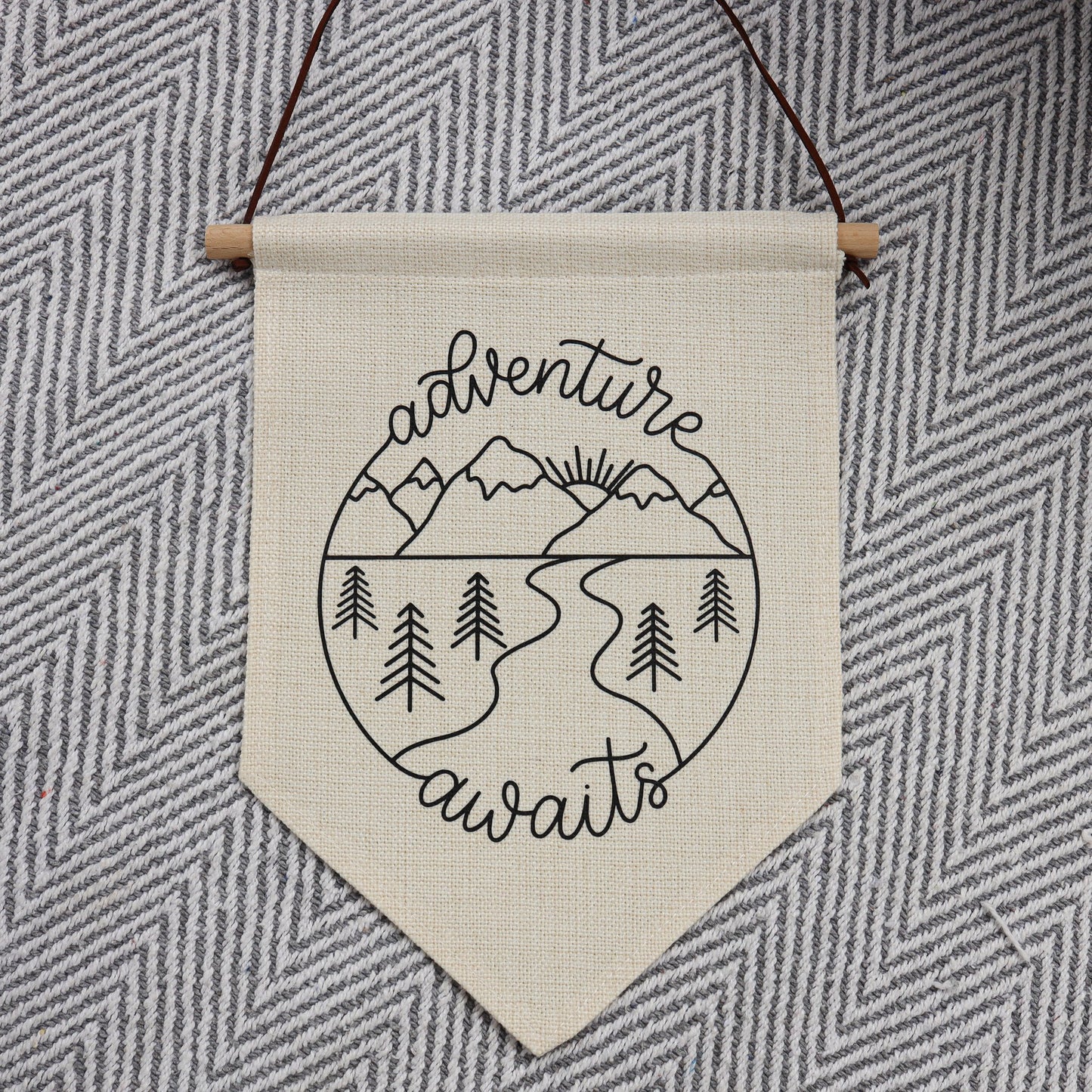 ADVENTURE AWAITS Linen Hanging Pennant