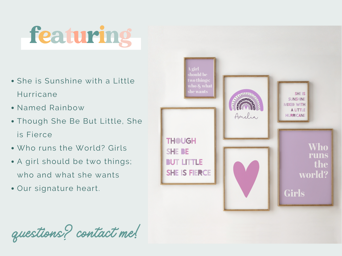 Girls Gallery Wall Print Set | Purples
