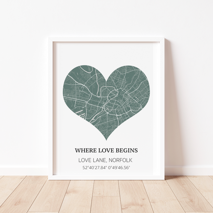 PERSONALISED HEART MAP Print