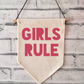 GIRLS RULE Linen Hanging Pennant