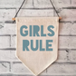 GIRLS RULE Linen Hanging Pennant
