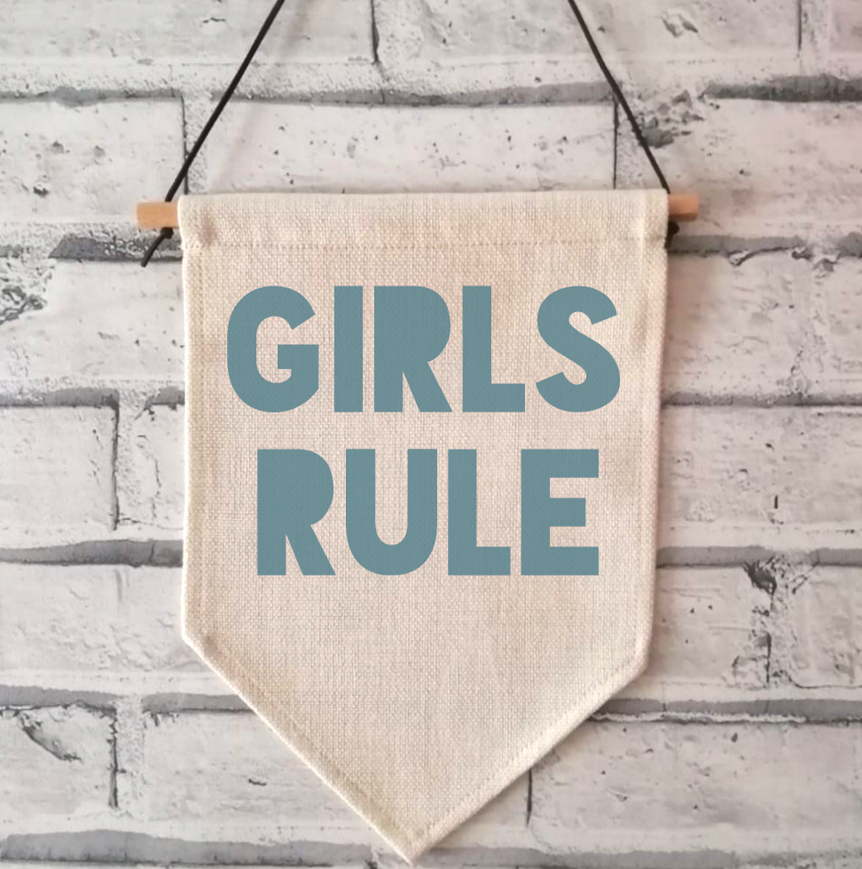 GIRLS RULE Linen Hanging Pennant