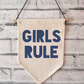 GIRLS RULE Linen Hanging Pennant