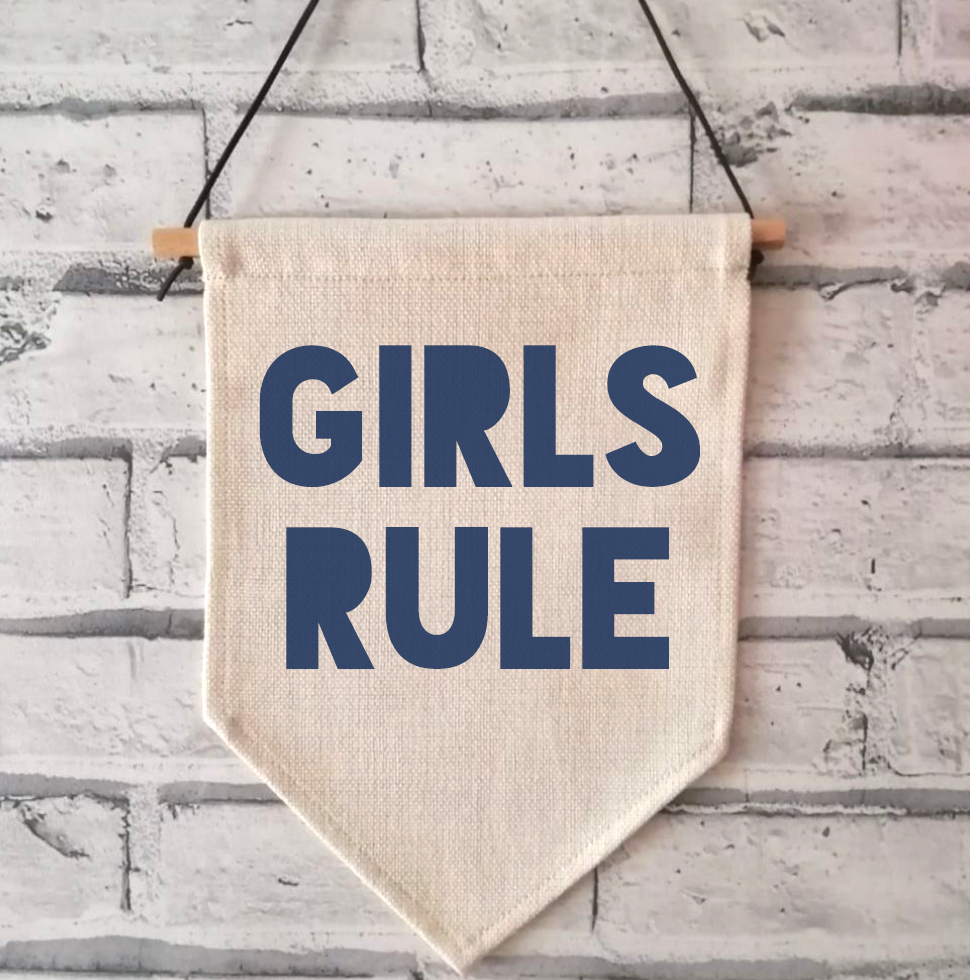 GIRLS RULE Linen Hanging Pennant