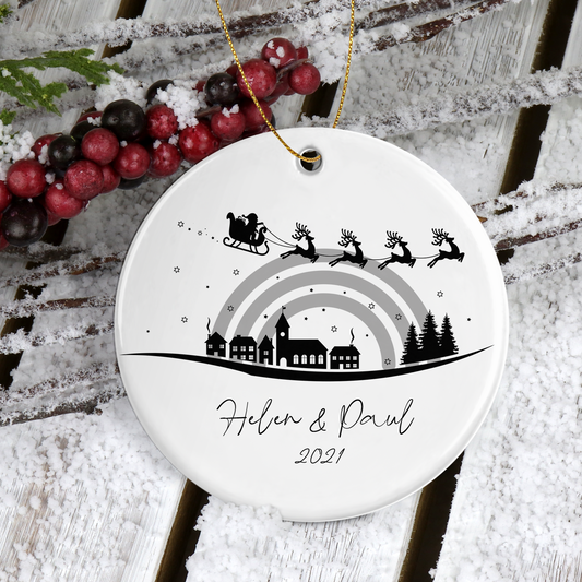 Personalised Ceramic Tree Decoration | Santa's Sleigh