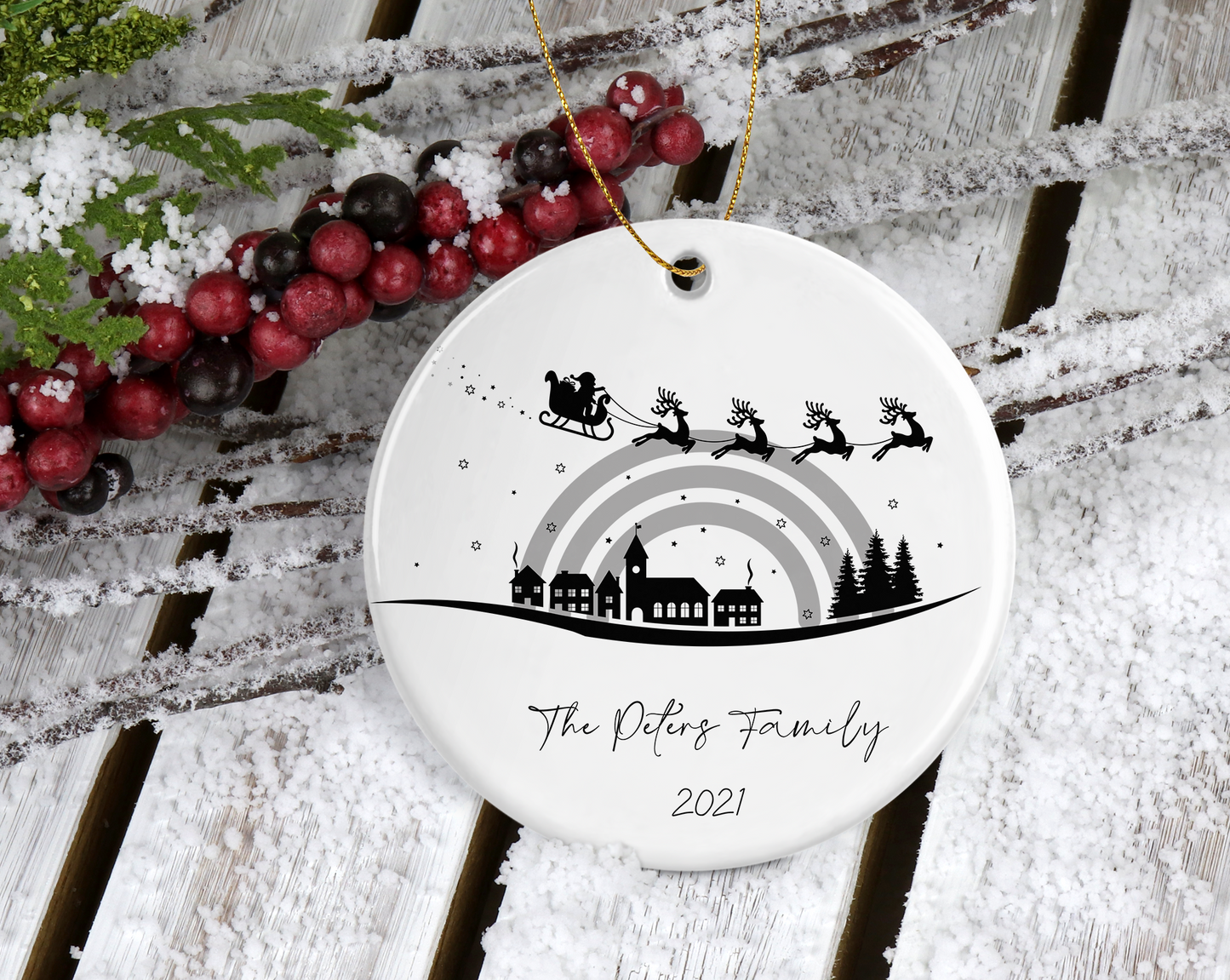 Personalised Ceramic Tree Decoration | Santa's Sleigh