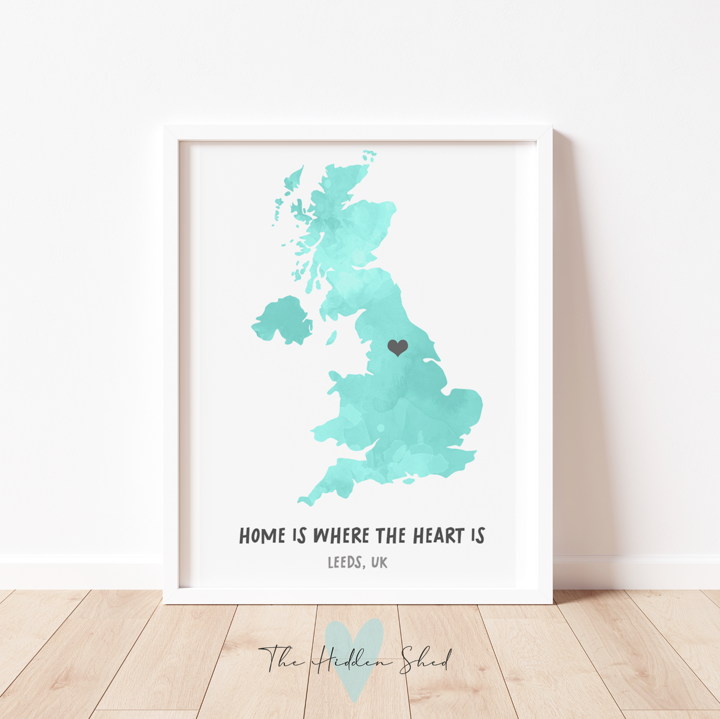 PERSONALISED 'HOME IS WHERE THE HEART IS' MAP print.