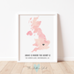 PERSONALISED 'HOME IS WHERE THE HEART IS' MAP print.