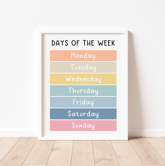DAYS OF THE WEEK - Educational Print