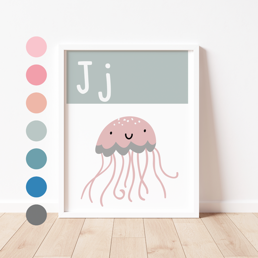 J IS FOR JELLYFISH - Alphabet Print