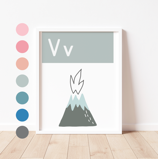 V IS FOR VOLCANO - Alphabet Print