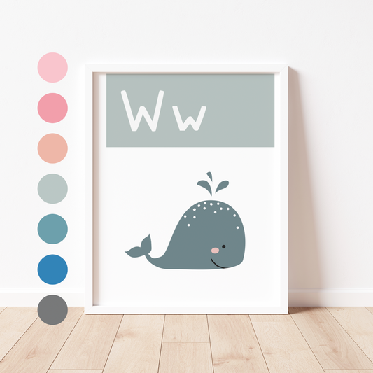 W IS FOR WHALE - Alphabet Print