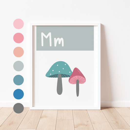 M IS FOR MUSHROOM - Alphabet Print