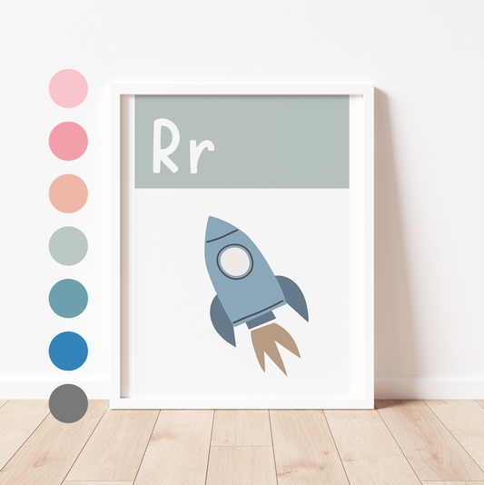 R IS FOR ROCKET - Alphabet Print