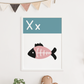 X IS FOR XRAY FISH - Alphabet Print