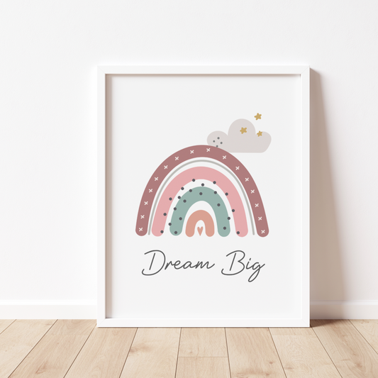DREAM BIG Cute Rainbow Print